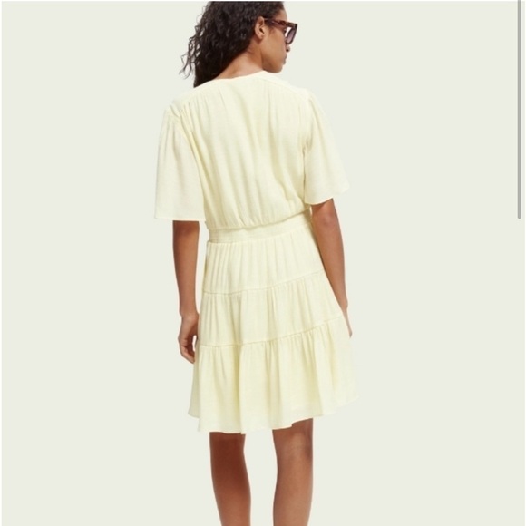 NWT Scotch & Soda Yellow Midi Length Paneled Dress Gathering Details - Picture 4 of 16